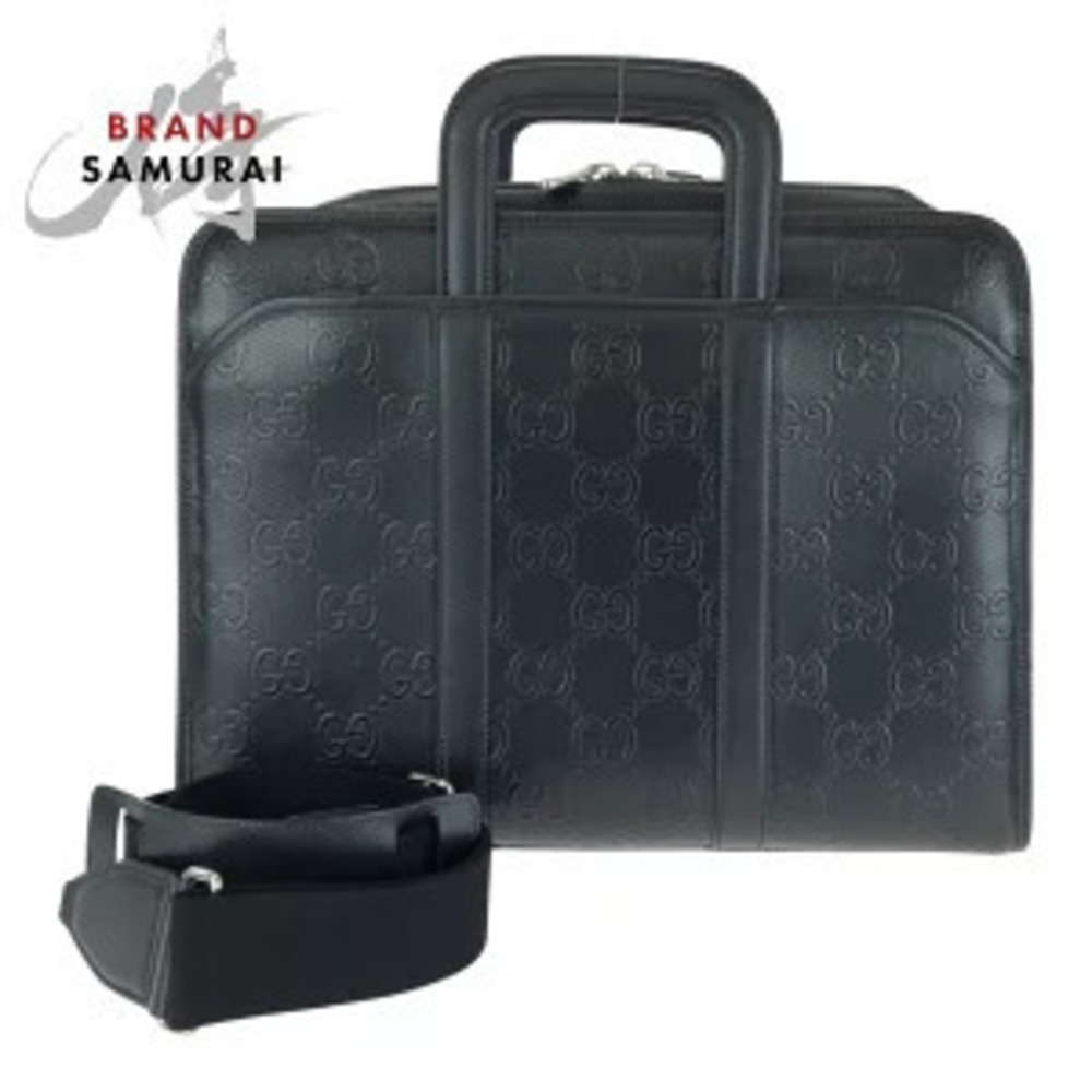 Gucci GG embossed black leather business bag Briefcase
